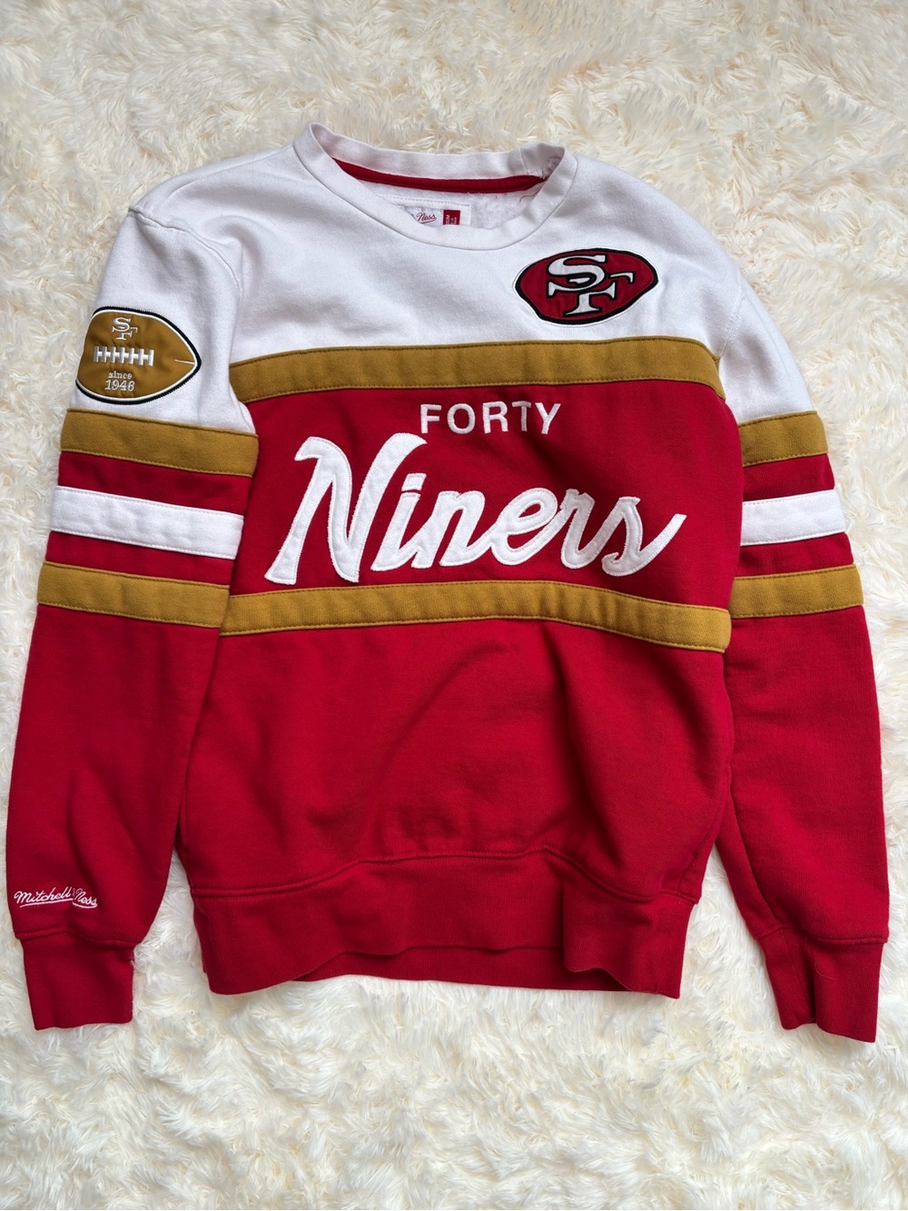 Mitchell & Ness San Francisco 49ers Niners Throwback Crewneck Sweatshirt M